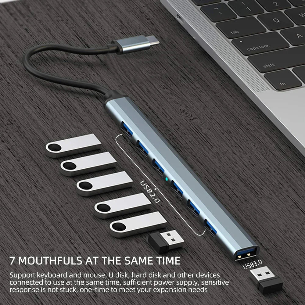 KEBIDUMEI 7-Port USB 3.0 Hub – 5Gbps SuperSpeed Splitter USB Hub Splitter HIP