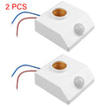 PIR Motion Sensor E27 Bulb Socket Adapter 100W 110–240V Motion Sensor Socket HIP 2Pcs