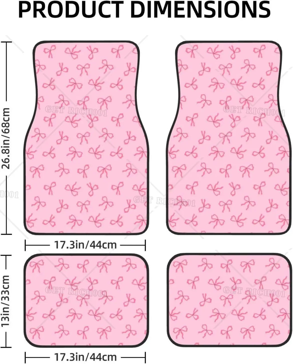 Pink Bows Rubber Car Floor Mats – All-Weather 4-Piece Set Car Floor Mats HIP