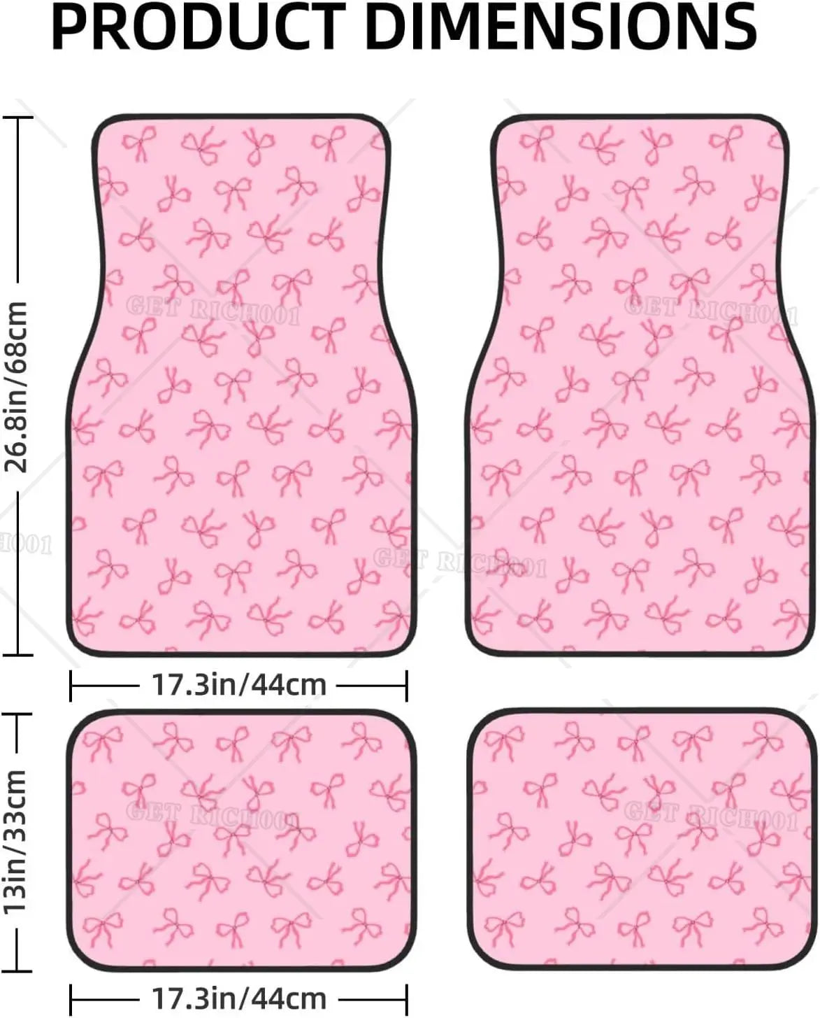 Pink Bows Rubber Car Floor Mats – All-Weather 4-Piece Set Car Floor Mats HIP