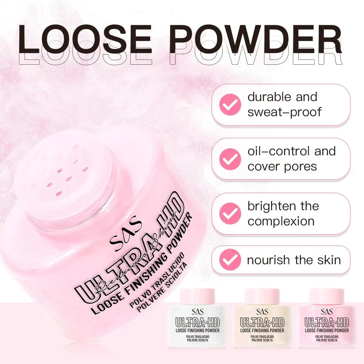 USHAS Matte Loose Setting Powder – Oil Control & Pore Blur Loose Setting Powder HIP