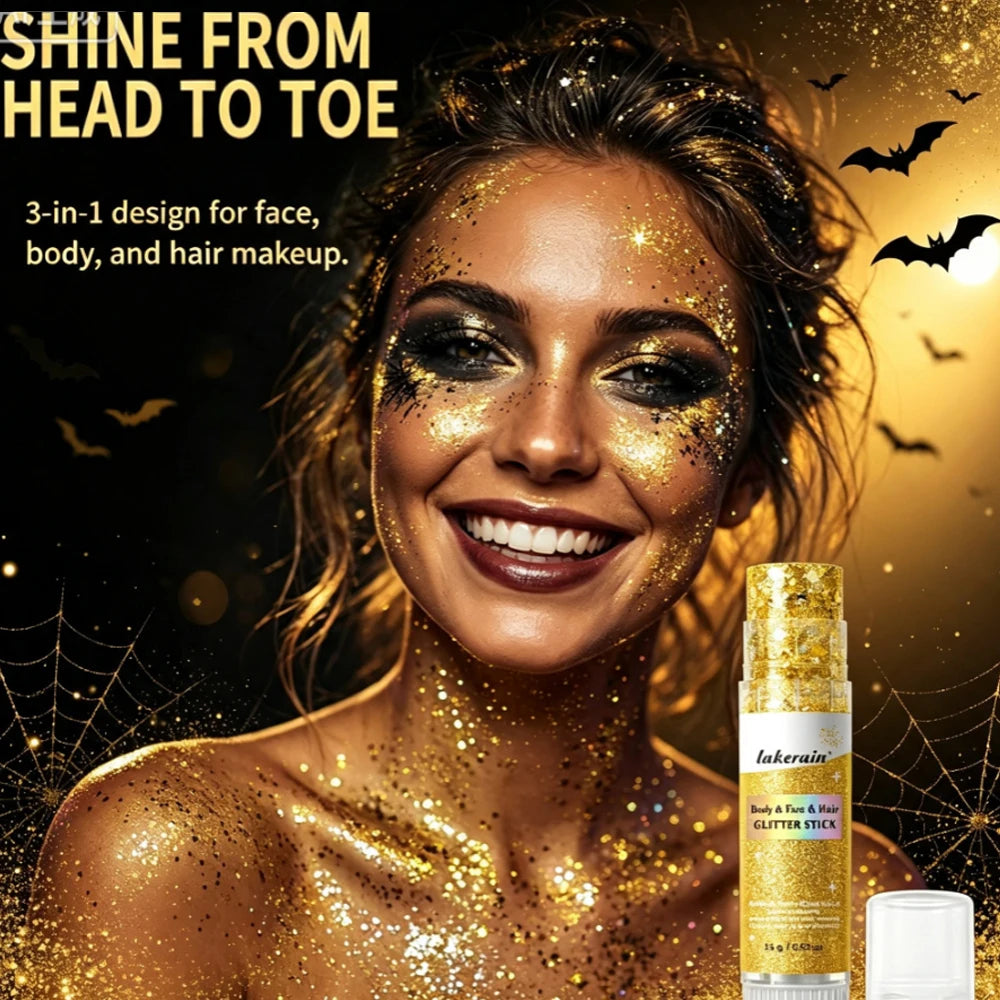 Glitter Gel Stick Sparkling Sequins Eyeshadow White Pearl Pink High Gloss Shine Face Body Paint for Halloween Party Stage Makeup HIP