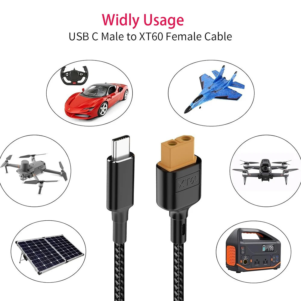 USB-C to XT60 Adapter – Solar, Energy Storage & RC Models Power Adapter HIP