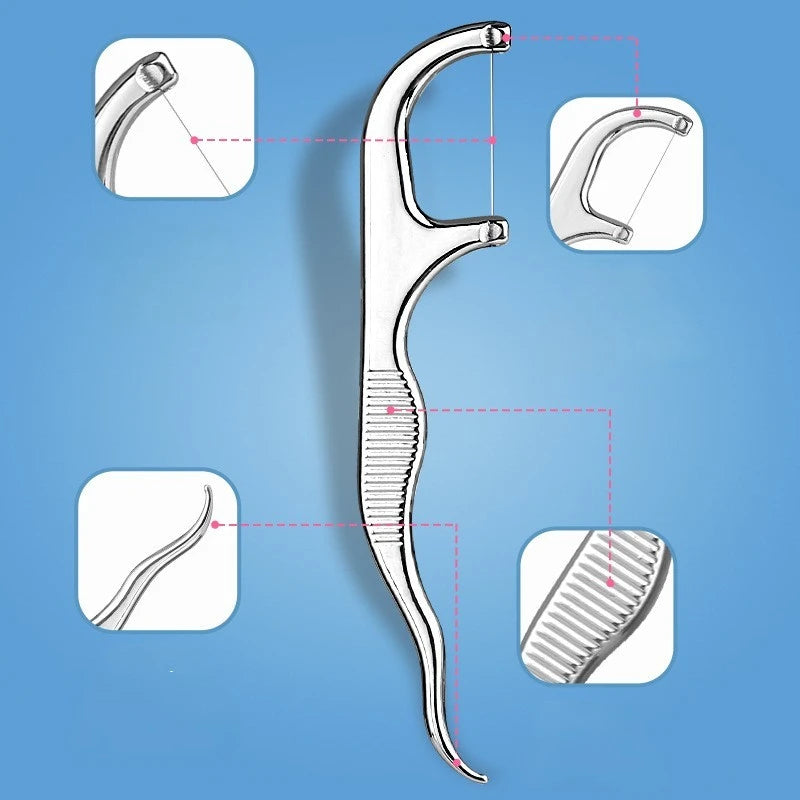 Stainless Steel Toothpick Set Tooth Flossing Reusable Toothpicks Portable Toothpick Floss Teeth Cleaner Oral Cleaning HIP