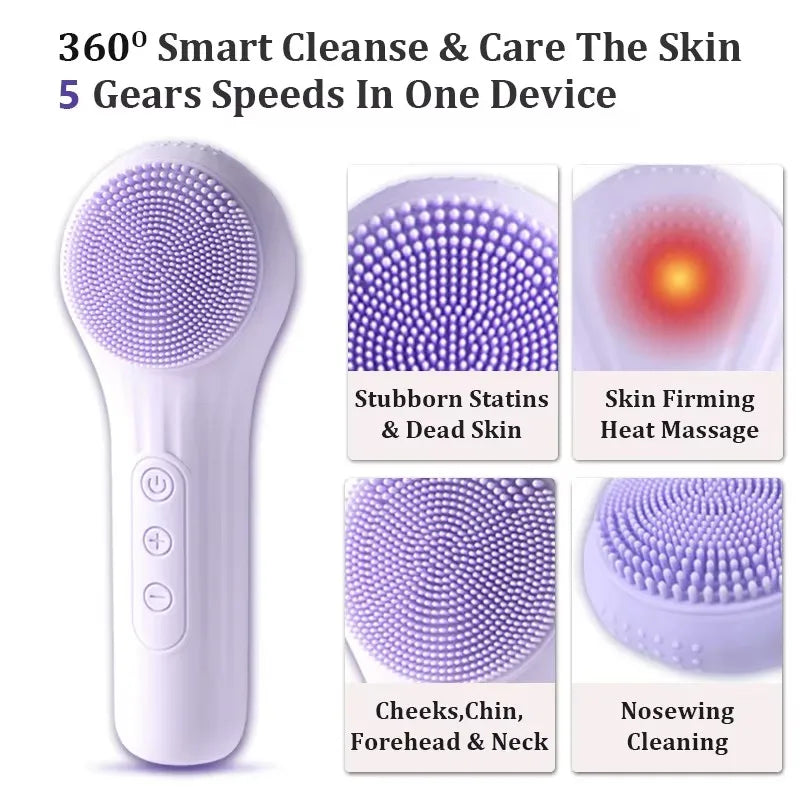 5-in-1 Electric Facial Cleansing Brush & Skin Massager | AXH Facial Cleansing Device HIP