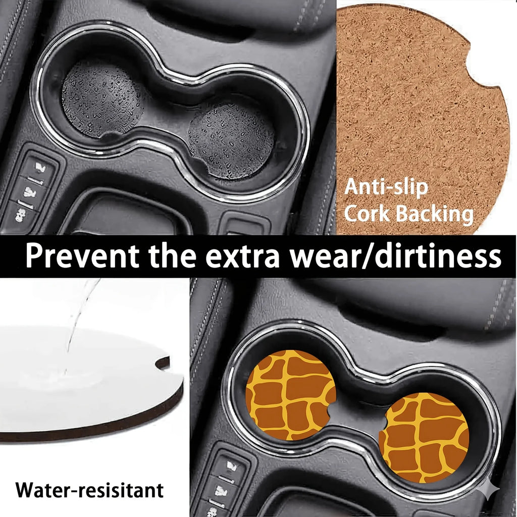 Non-Slip Car Cup Holder Mats – Stylish Drink Coasters 2-Pack Car Cup Holder Mat HIP