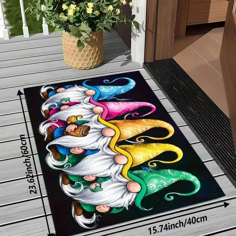 Festive Gnome Door Mat – Non-Slip Machine Washable | Indoor Outdoor Decorative Door Mat HIP