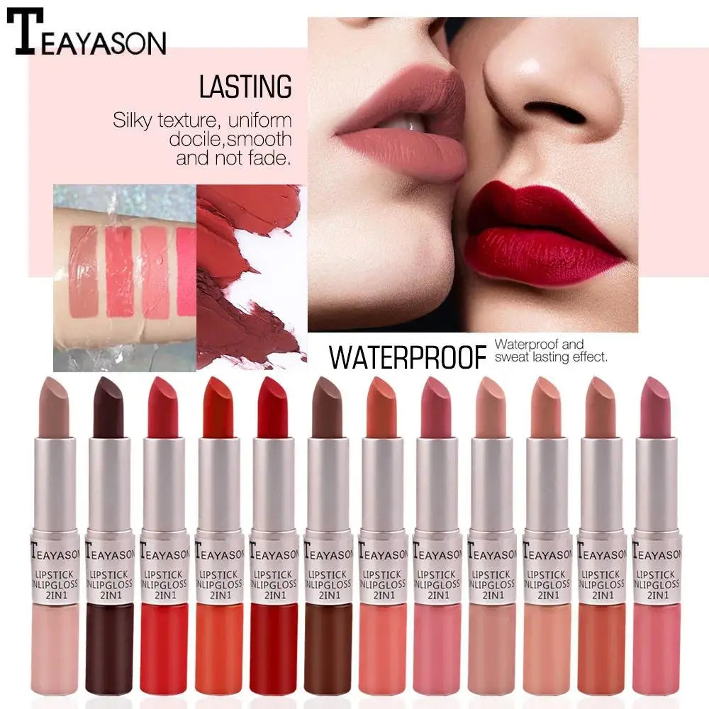 TEAYASON 2-in-1 Matte Liquid Lipstick & Lip Gloss – 12 Shades Liquid Lipstick HIP