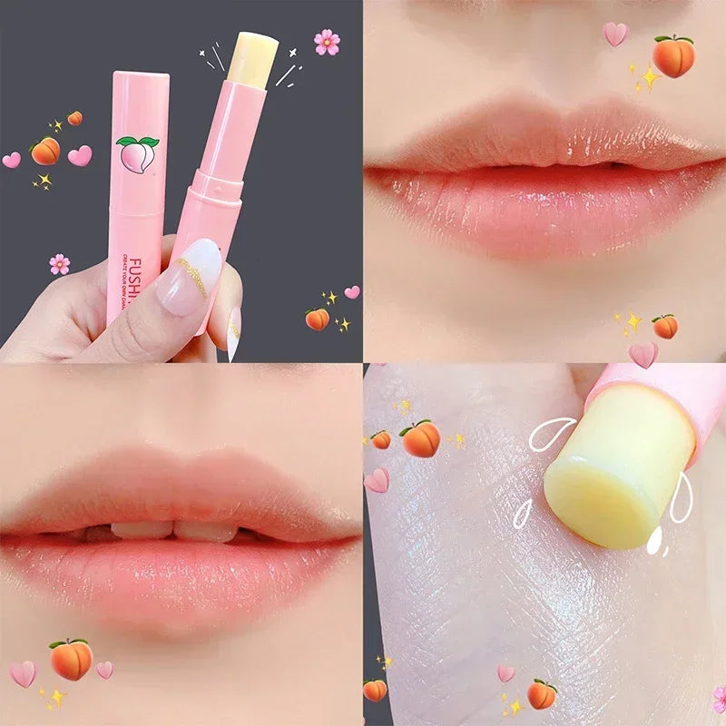 Peach Lip Balm Colorless Long-lasting Moisturizing Lipstick Temperature Change Color Lipgloss Anti-drying Hydration Lip Care HIP Colorless A 1Pcs