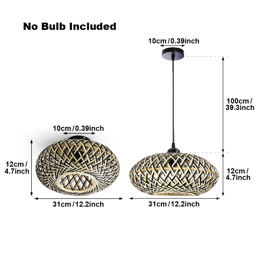 YNL Bamboo Pendant Chandelier – 4-Light Ceiling Lamp | Natural Wood Pendant Chandelier HIP