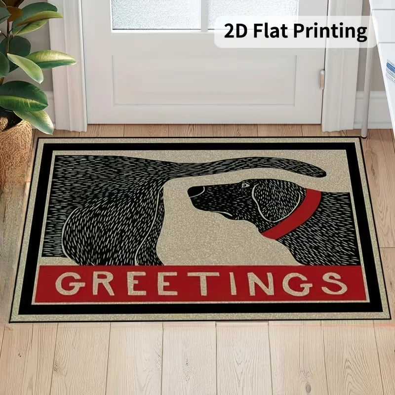Black Dog Non-Slip Doormat – Beige Entry & Kitchen Floor Mat Decorative Doormat HIP