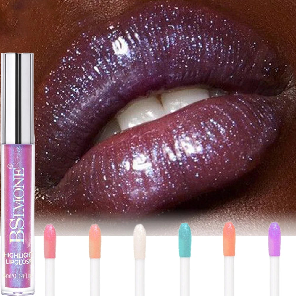 Glitter Lip Gloss Lipstick Lip Tint Moisturizing Hydrating Lasting Non-Stick Cup Waterproof Highlight Lip Glaze Plumper Makeup HIP