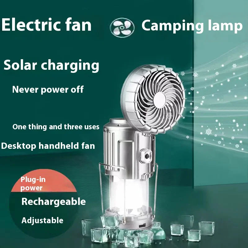 Solar LED Camping Lantern Fan – Portable Hanging Tent Light Solar Camping Lantern HIP