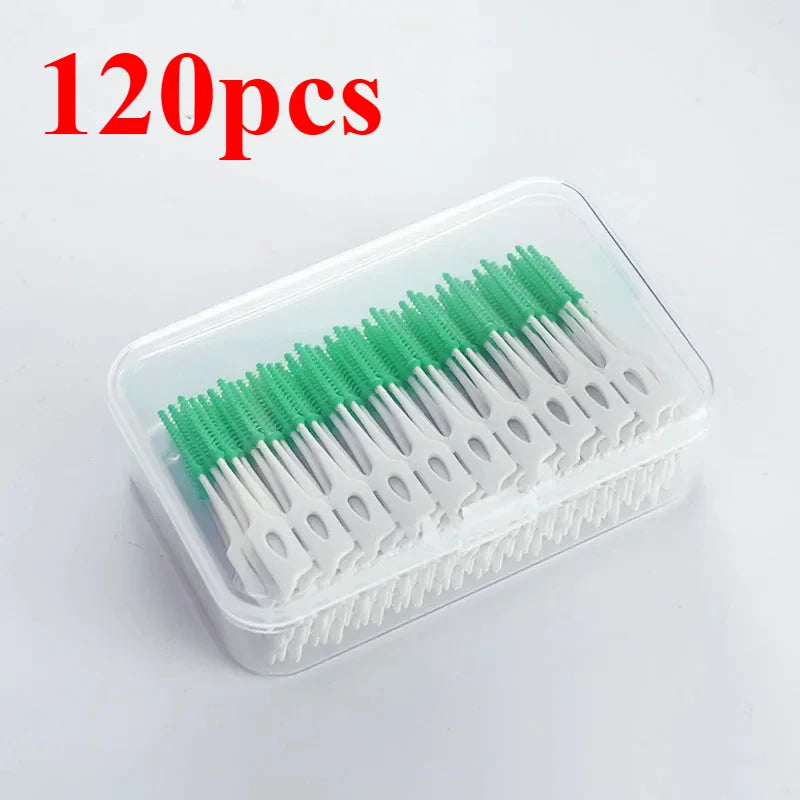 RUZOFO 200/400pc Silicone Interdental Brushes – Oral Care Interdental Brush HIP C623-green 120pcs