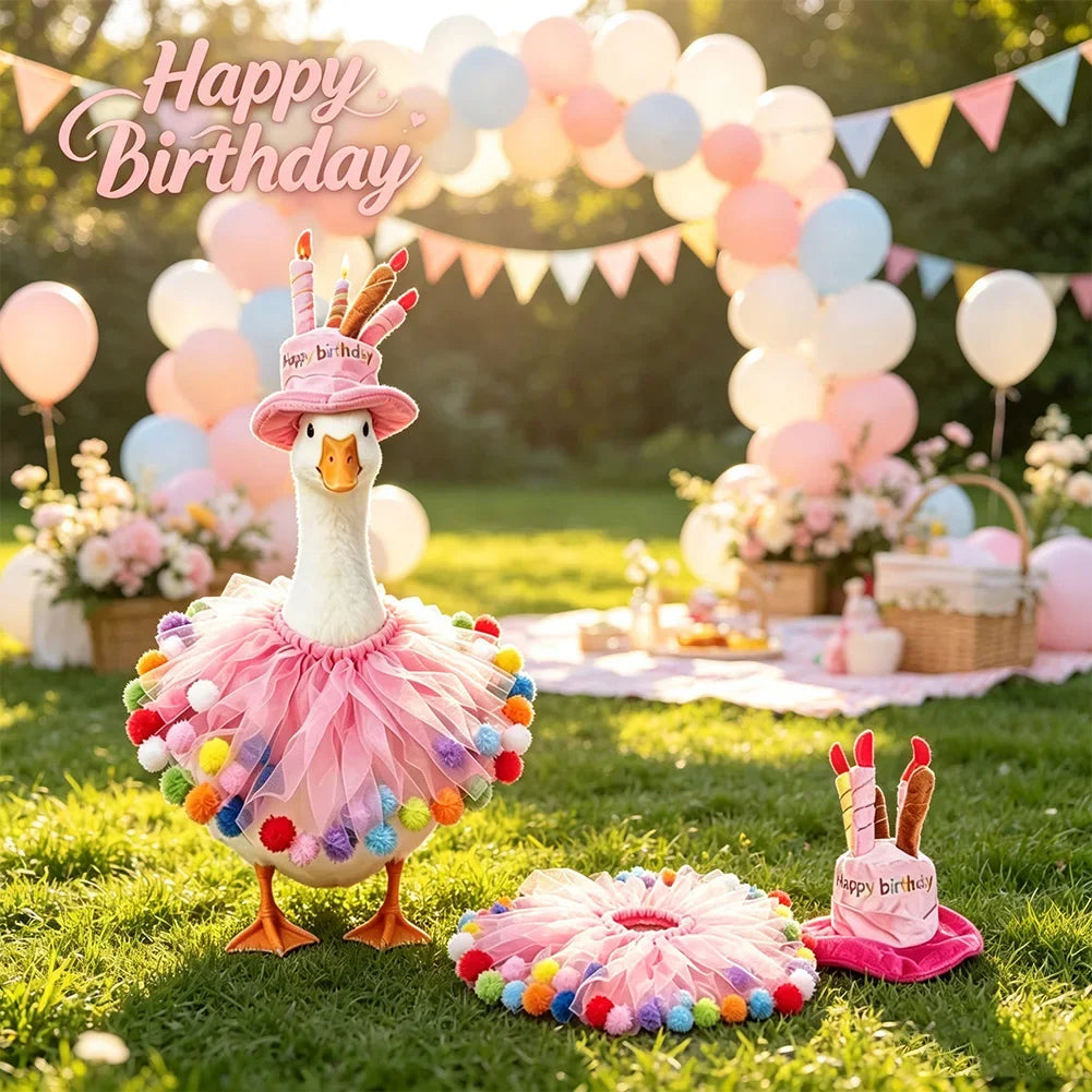 Birthday Porch Goose Outfit Party Hat Set 23 Inch Lawn Goose Clothes For Cement Plastic Goose Yard Garden Decor HIP
