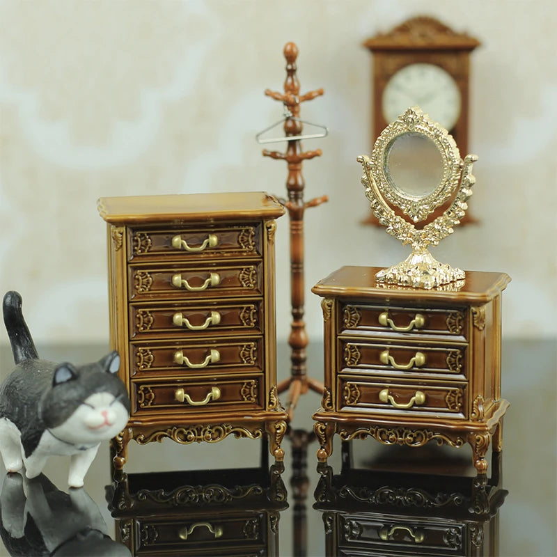 Mini Dollhouse Cabinet Furniture – Retro European Style Prop Dollhouse Furniture HIP