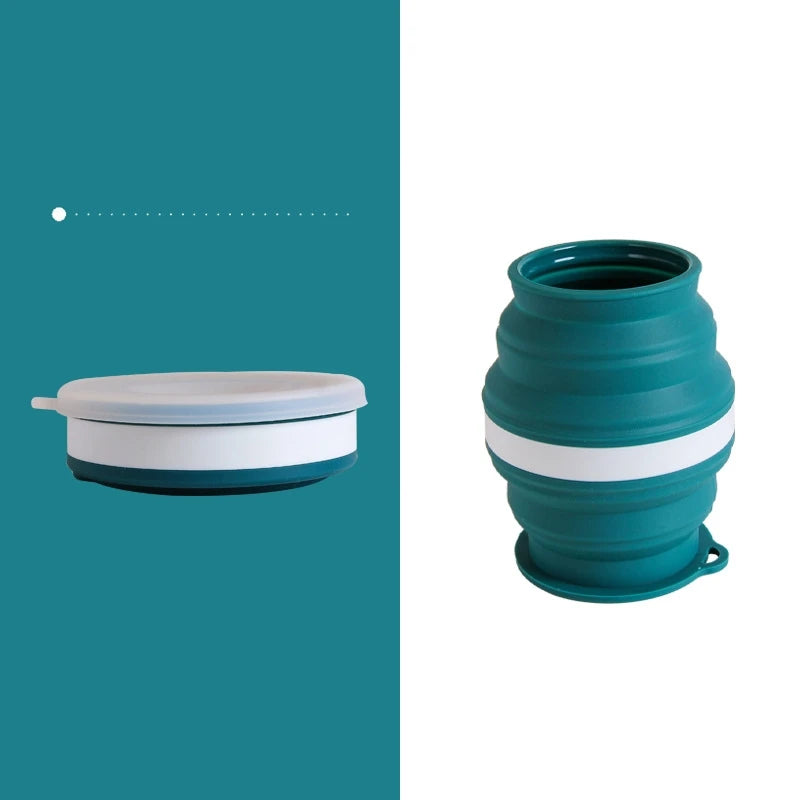 Foldable Silicone Travel Cup with Lid & Lanyard – 320/350ml Collapsible Travel Cup HIP