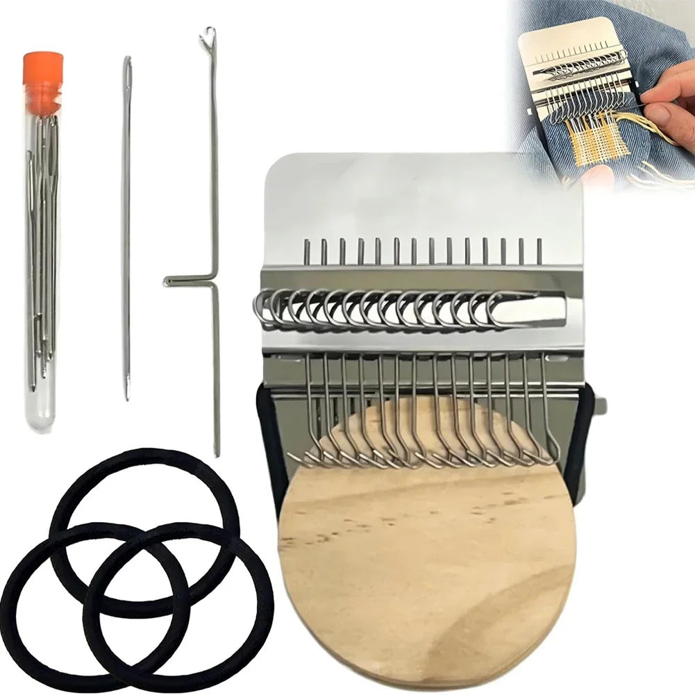 Portable Small Darning Machine Mending Jean Clothe Fabric Repair Practical Knitting Tool Wooden Hand Tapestry Loom Weaving Frame HIP 14Pins