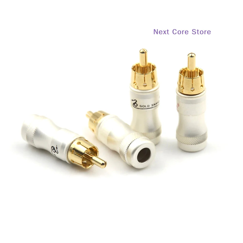 4-Pack Gold-Plated Male Plug HiFi Audio Connector Adapter Audio Connector Adapter HIP