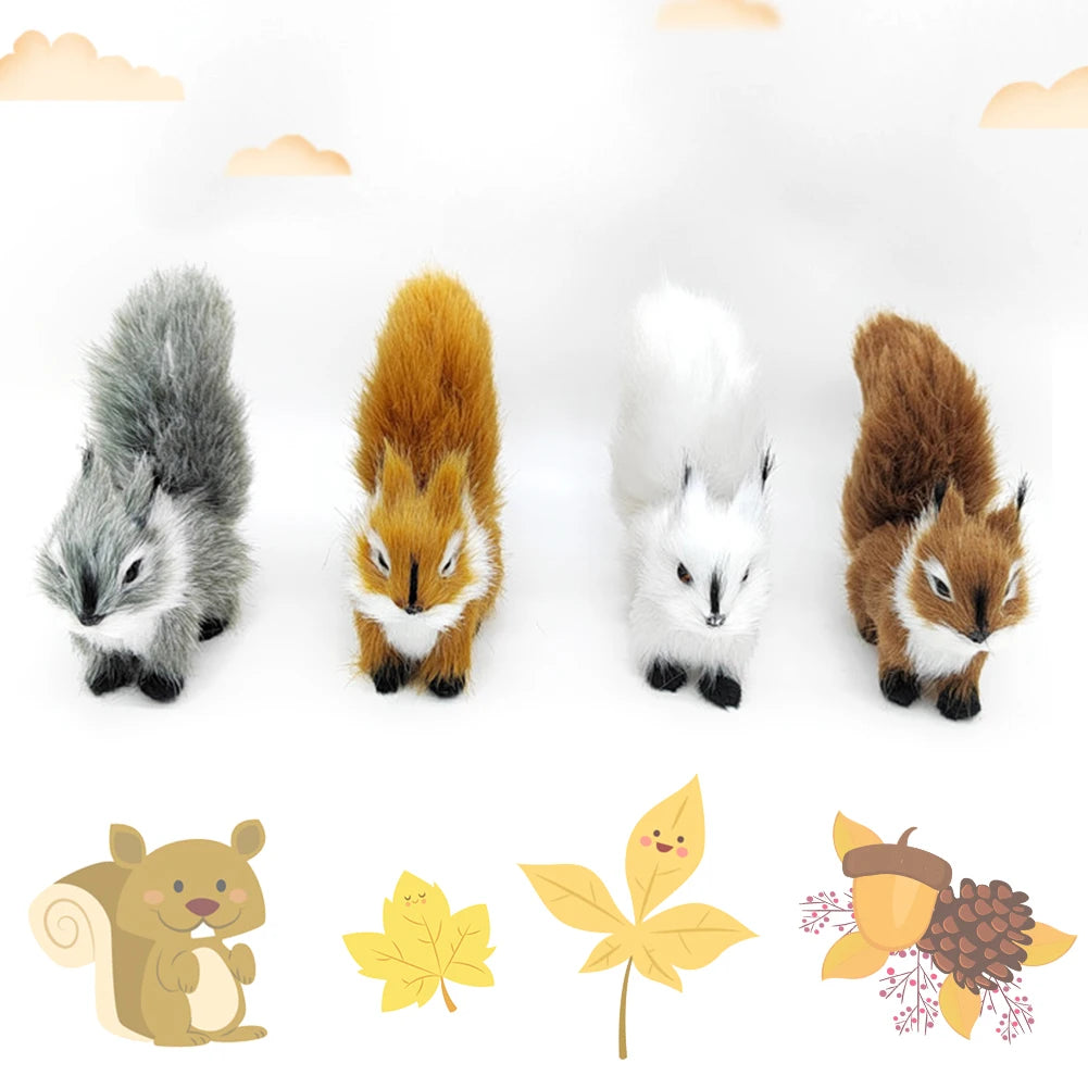 Mini Simulation Squirrel Plush Animal Ornament Christmas Table Decorations Children Birthday Gift Cute Squirrel Miniatures Craft HIP