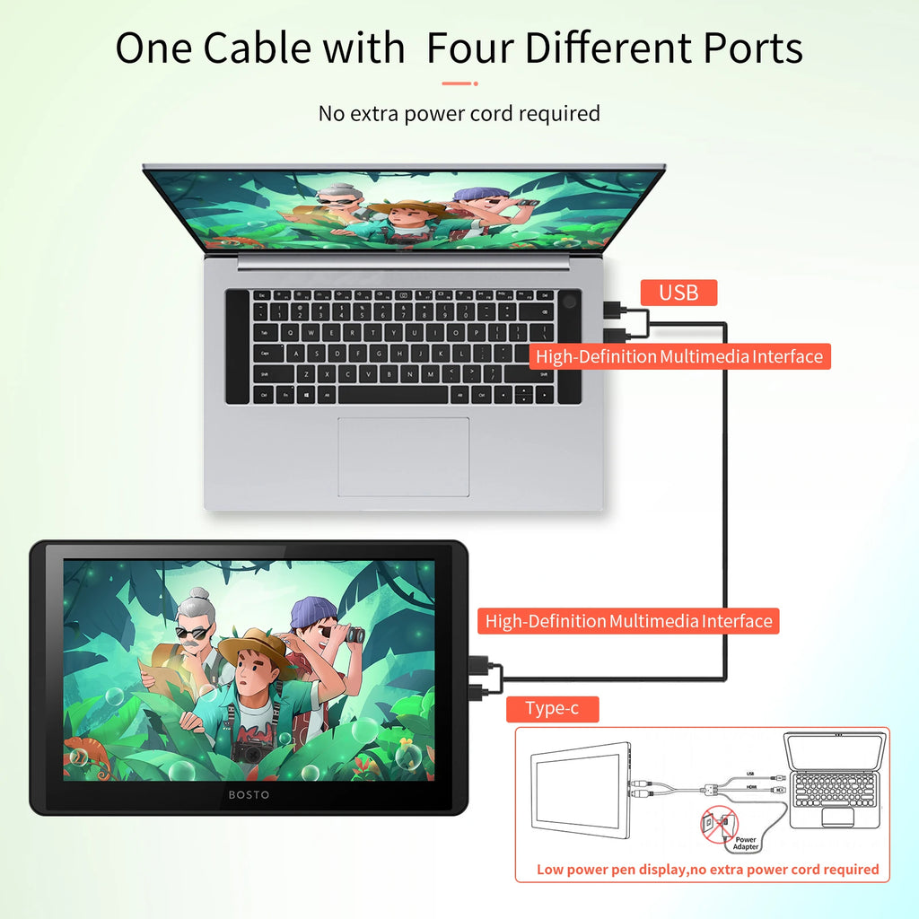 LCD Graphics Drawing Tablet Monitor 11.6 Inch Pressure Level Passive Technology with Tilt Function Support Windows MacOS USB-Pow HIP