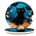 Halloween Car Cup Holder Coasters 2-Pack – Bat & Black Cat Car Cup Coasters HIP 2pcs Cork ceramics