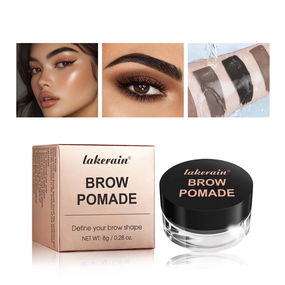 Lakerain Brow Pomade with Dual-Ended Brush Long-Lasting Waterproof Sweatproof Natural Smooth Eyebrow Brow Pencil Makeup HIP
