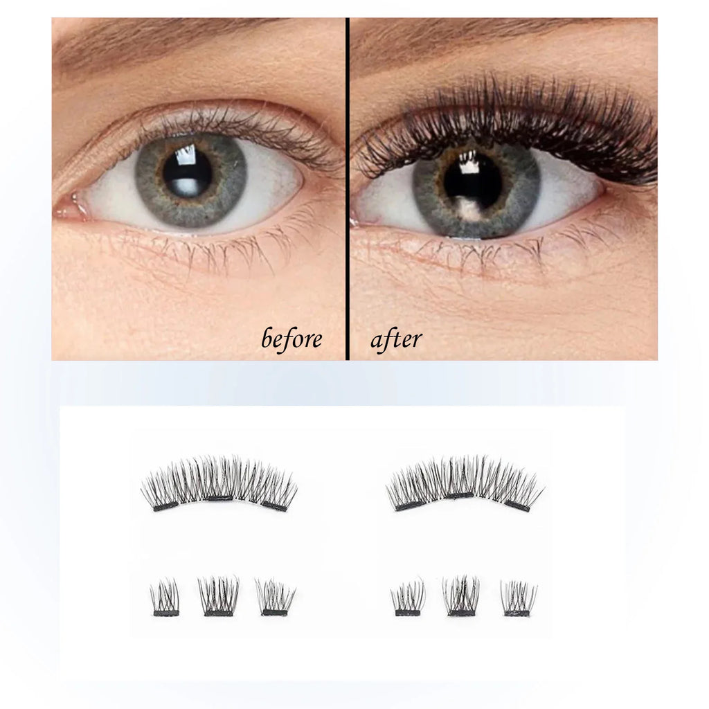 Magnetic Eyelashes Natural Look (No Eyeliner Needed) 3 Magnets Magnets Clusters Double Strips Clip On Easy Reusable (Very Natura HIP