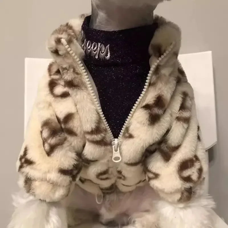 Autumn Winter Faux Fur Coat for Small & Medium Dogs & Cats Pet Winter Coat HIP