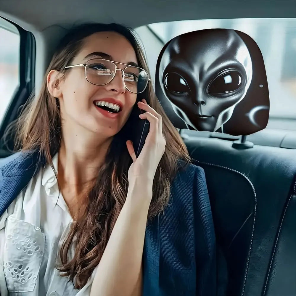 2-Pack Alien Print Car Headrest Covers – Washable & Stylish Car Headrest Cover HIP