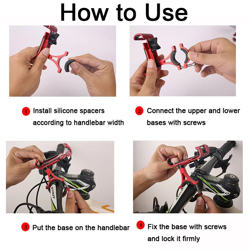 360° Aluminum Bike Phone Holder – Universal Handlebar Mount Bike Phone Mount HIP