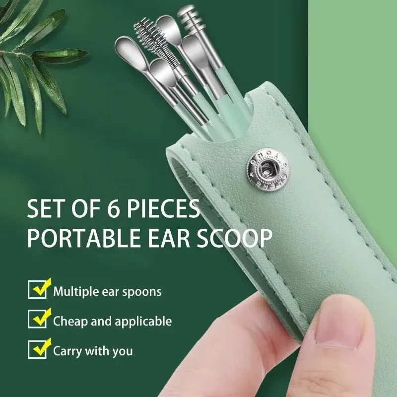 6-Piece Stainless Steel Ear Wax Cleaner Kit with Case Ear Cleaning Kit HIP