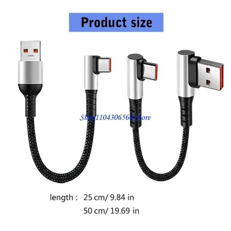 90° Elbow USB to USB-C Cable – 6A Fast Charge & 480Mbps USB-C Charging Cable HIP