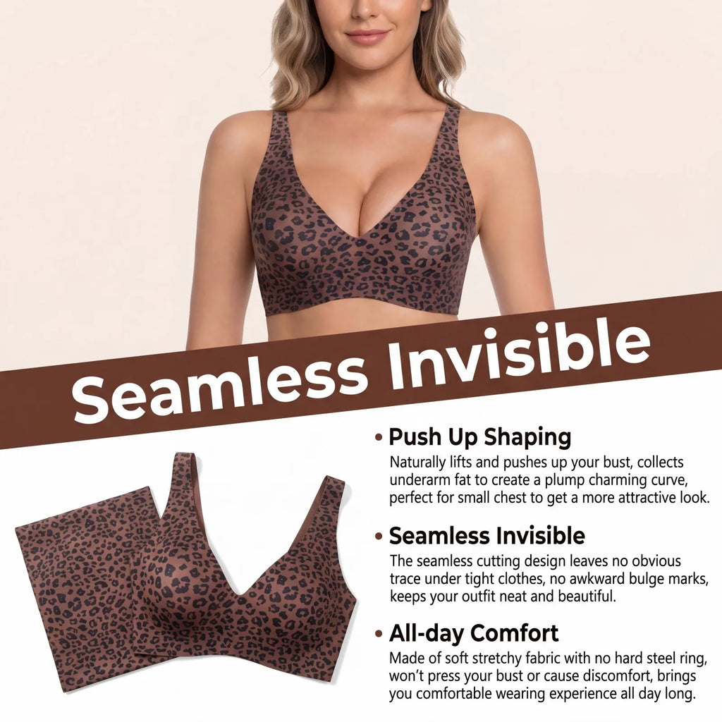 Zeriluna Seamless Wireless Push-Up Bra – Leopard Print Wireless Push-Up Bra HIP