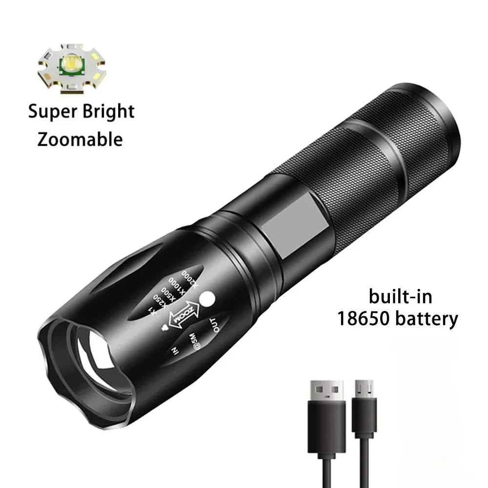 ESMARTER 1200LM USB Rechargeable LED Flashlight – Zoomable LED Flashlight HIP R5T6 flashlight