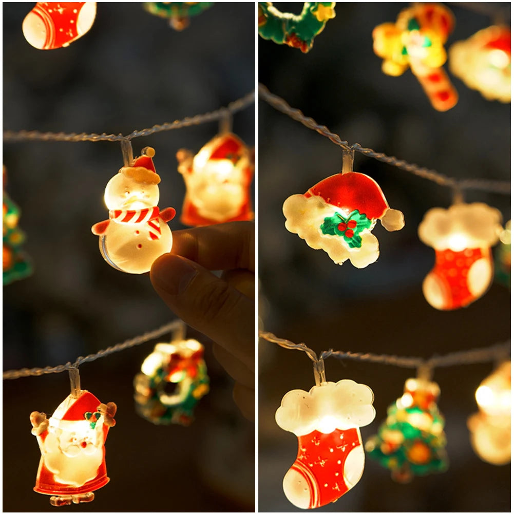 1.5m/3m/6m Battery-powered String Light Battery Powered Led Santa Claus Snowman String Lights for Christmas Party Decorations HIP