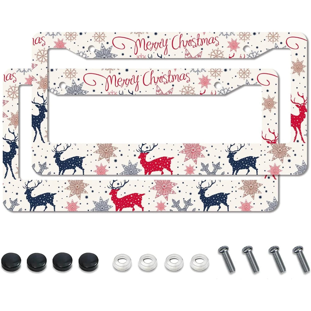 Christmas Reindeer License Plate Frames – Aluminum 2 Pack License Plate Frame HIP