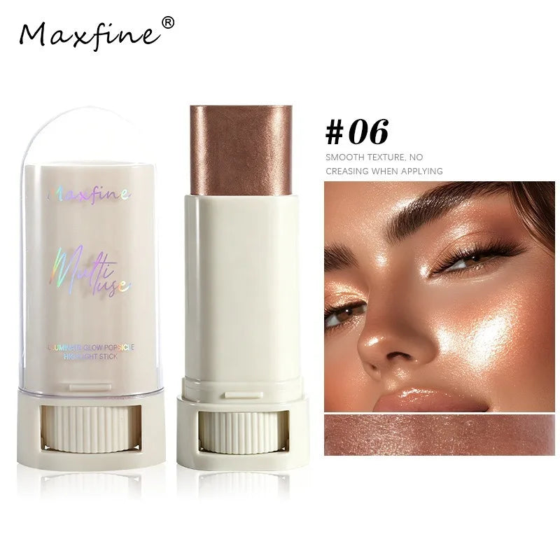 Shimmer Highlighter Stick Face Brightening Contour Stick Cream Glitter Makeup Waterproof Sweat-Proof Multi‑Use Cosmetic Makeup HIP 06