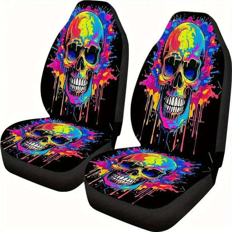 Colorful Skull Car Seat Covers Set of 2 – Universal Fit Car Seat Covers HIP