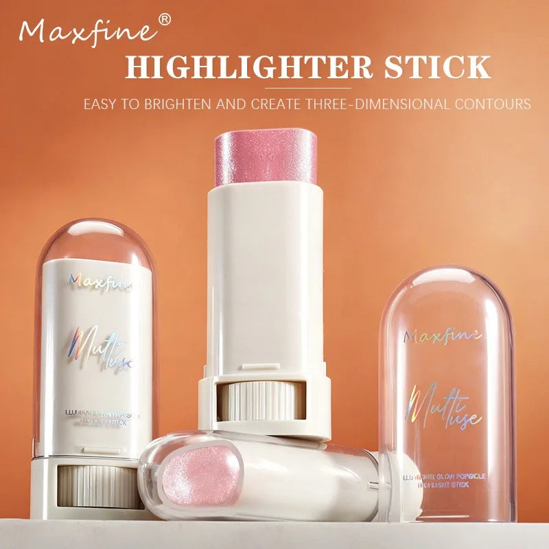 Shimmer Highlighter Stick Face Brightening Contour Stick Cream Glitter Makeup Waterproof Sweat-Proof Multi‑Use Cosmetic Makeup HIP