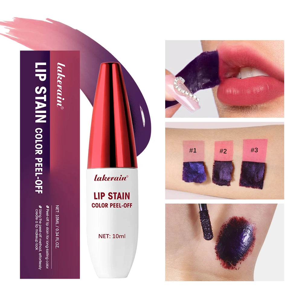 Peel Off Lip Gloss Lip Stain Waterproof 3 Colors Matte Outline Contour TattooTransfer Resistant Tear Off Natural Lip Makeup HIP