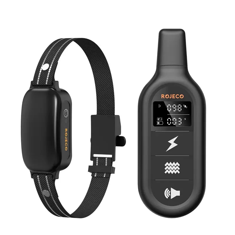ROJECO Electric Dog Training Collar Digital Rechargeable Remote Control IPX7 Waterproof Vibrator Pet Dog Bark Stop Shock Collar HIP 1 Collar