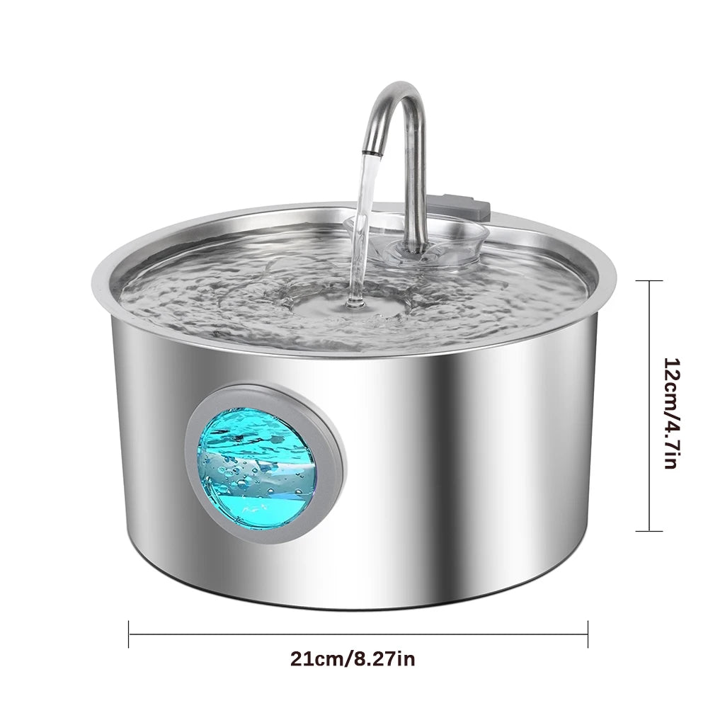 3.2L Stainless Steel Pet Water Dispenser USB Plug in Power Supply Silent Filter Cat and Dog Water Dispenser HIP