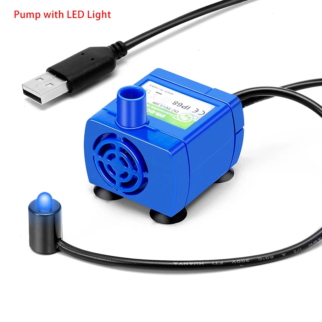 Cat Water Fountain Pump, Pet Fountain Led Replacement Pump DR-DC160 Motor, Suitable For Flower-Shaped Faucet Cat Water Dispenser HIP with LED Ligh No plug
