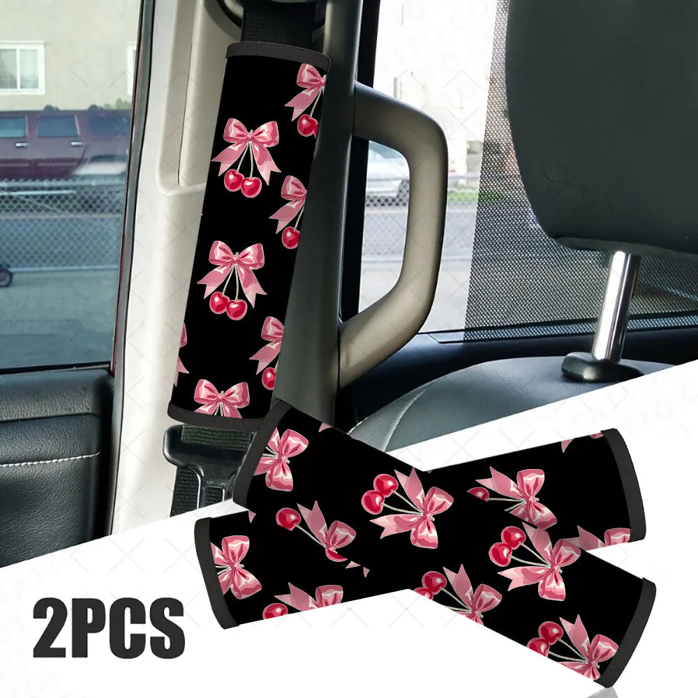 2-Pack Cherry Bow-Tie Car Seat Belt Covers – Cute & Comfy Seat Belt Cover HIP