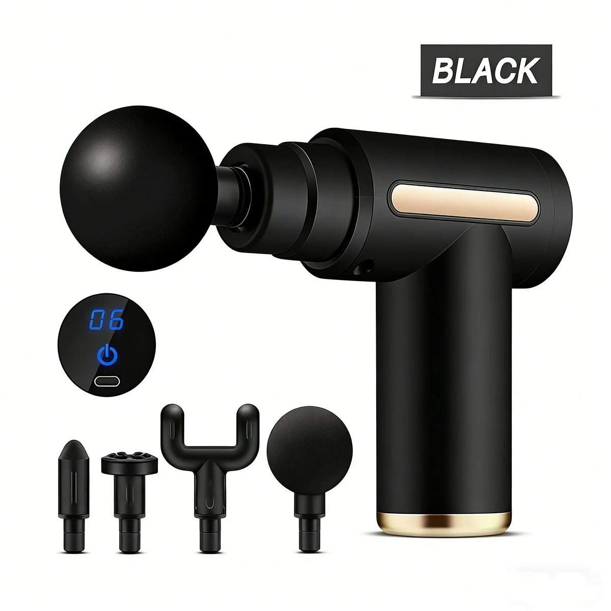 Portable Muscle Massage Gun – LED Touch Screen, Rechargeable Percussion Massage Gun HIP Gray Push-Button