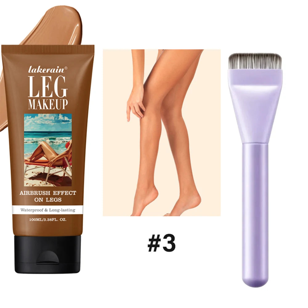 Free Brush With100ml Bronze Leg Body Foundation Long Lasting Waterproof Tanning Makeup Cream Even Skin Tone Makeup HIP Bronze and brush
