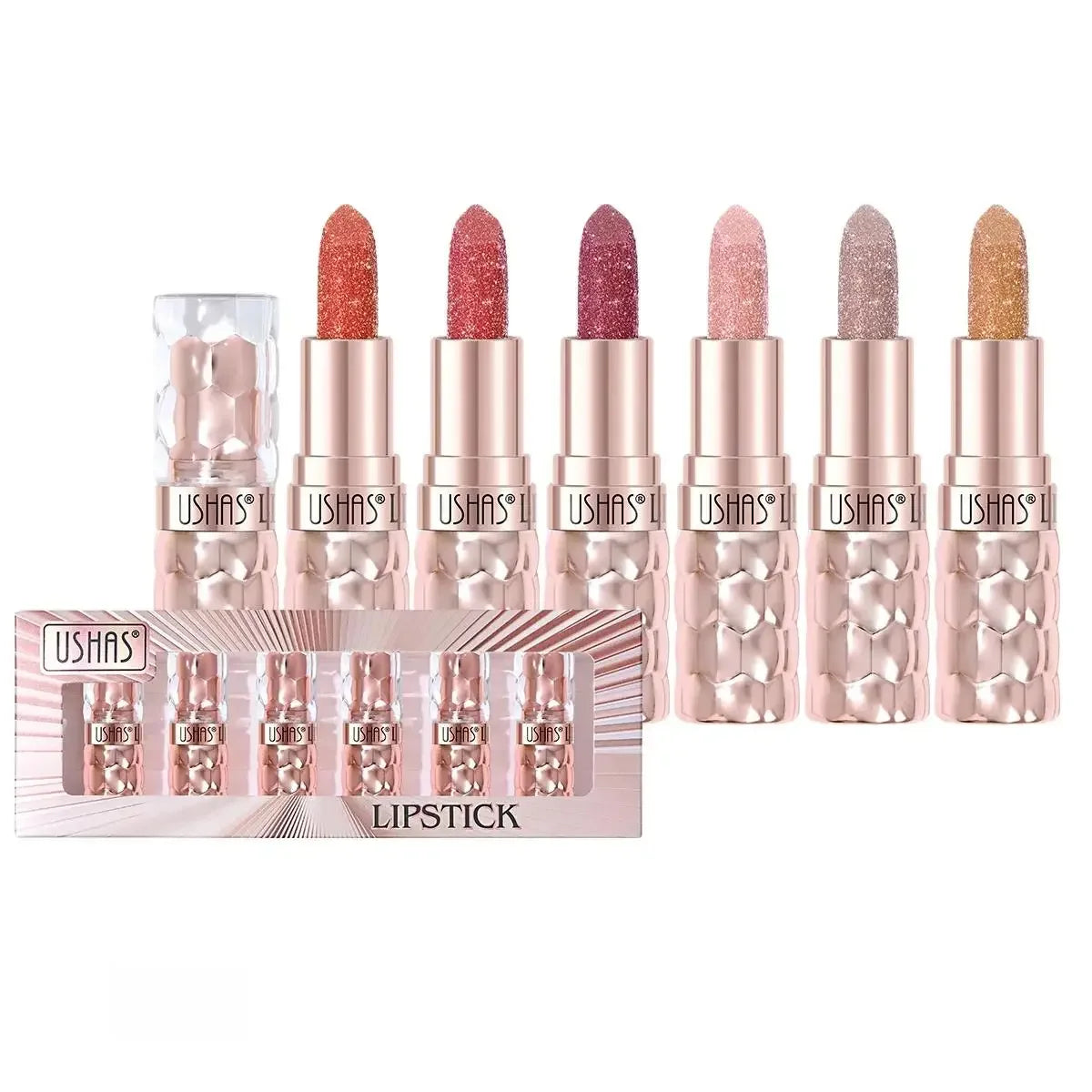 USHAS 6pc Metallic Liquid Lipstick Set – Waterproof & Long-Lasting Liquid Lipstick Set HIP
