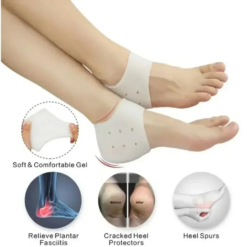 Silicone Moisturizing Heel Socks – Anti-Crack Foot Care Pair Silicone Heel Covers HIP