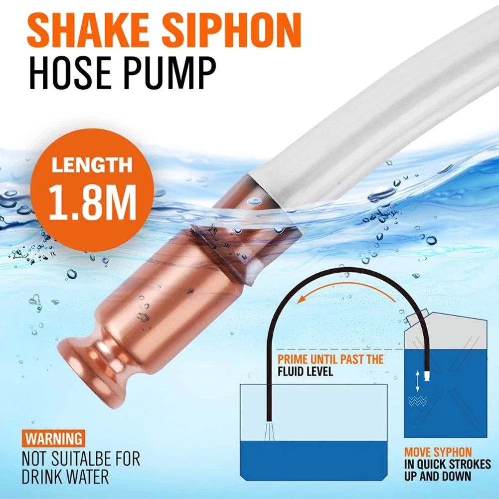 Manual Suction Pipe Gas Siphon Pump Fuel Water Shaker Siphon Safety Self Priming Hose Pipe Plumbing Hoses Transparent HIP